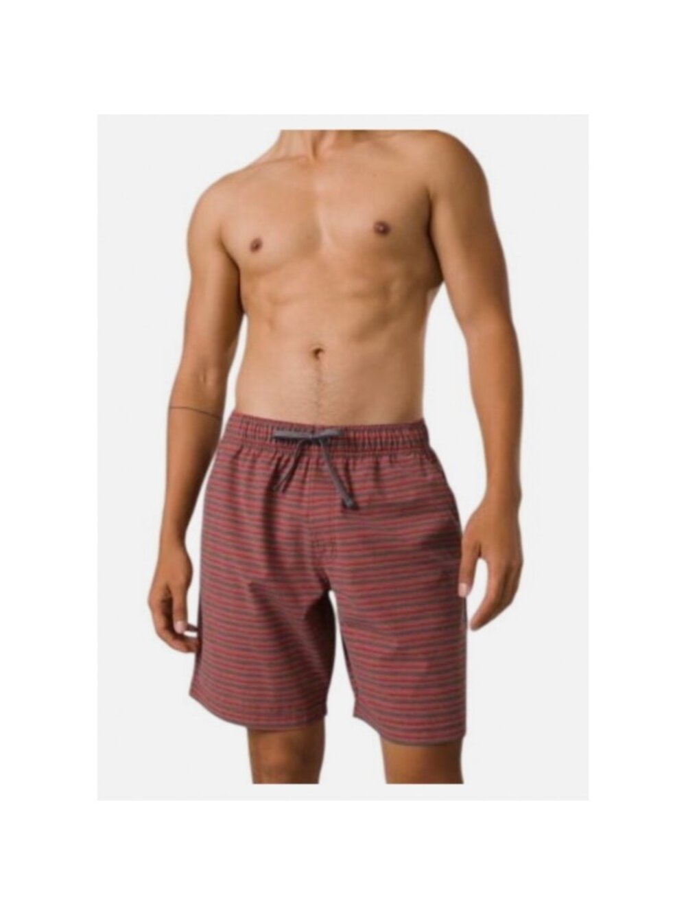 Prana Swim Shorts Mens XL Rust Stripe 8" Metric E Waist UPF 50 NWT